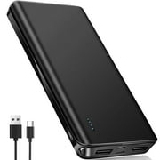 20000 mAh Portable Charger Power Bank Dual USB Battery Pack for iPhone, iPad, Galaxy, Android, Pixel and Tablet Black
