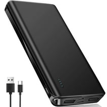 20000 mAh Portable Charger Power Bank Dual USB Battery Pack for iPhone, iPad, Galaxy, Android, Pixel and Tablet (Black)