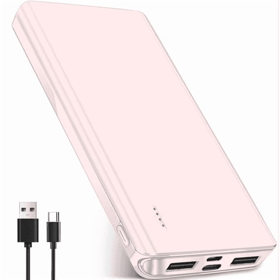 20000 mAh Portable Charger Power Bank Dual USB Battery Pack for iPhone, iPad, Galaxy, Android, Pixel and Tablet (Pink)