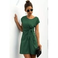 thumbnail image 1 of Solid Twist Knot Front Short Sleeve Tee Fit Dress, 1 of 8