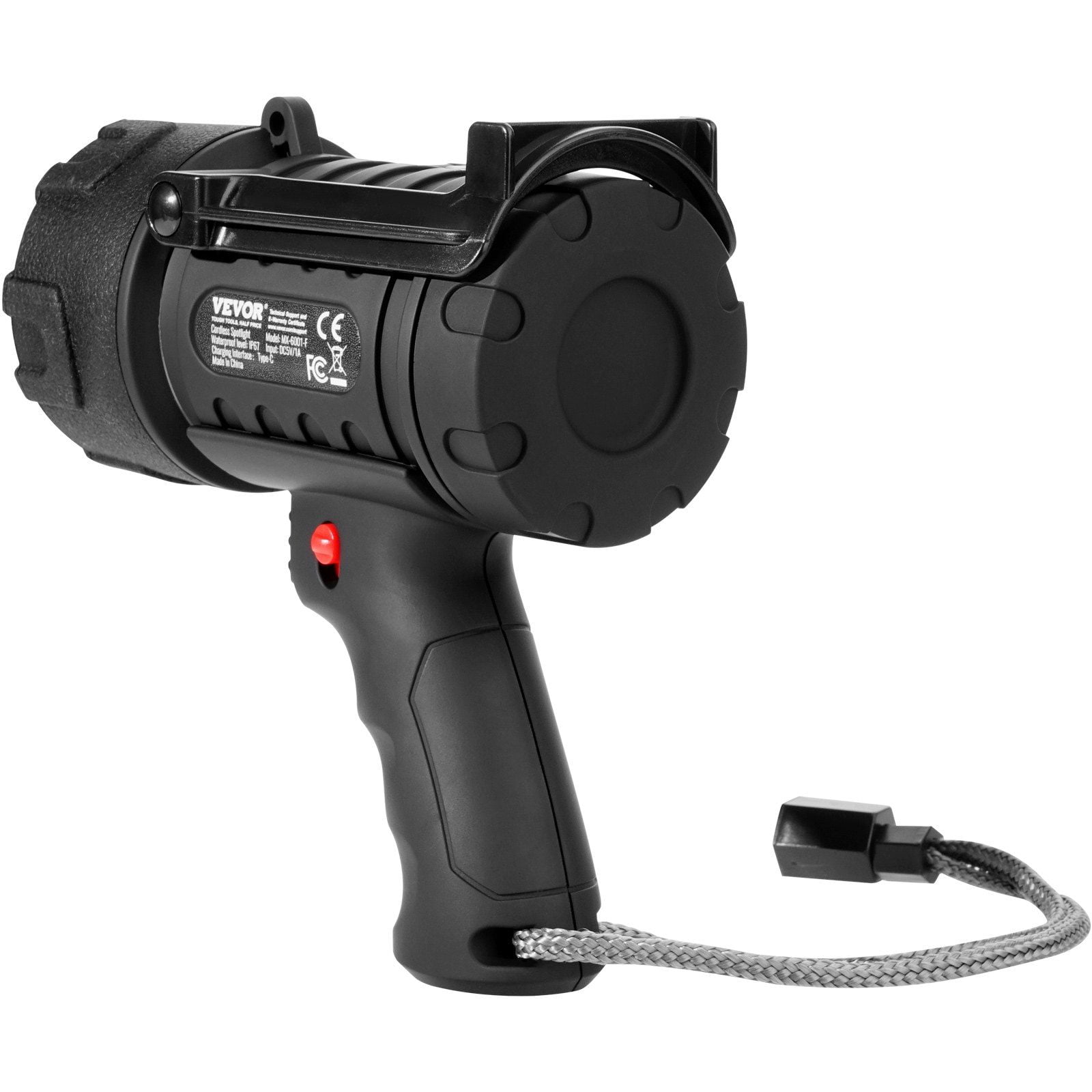 200000LM Super Bright Rechargeable Flashlight Spotlight, USB Fast Charging & 360° Rotatable Handle, Heavy-Duty Searchlight for Work/Outdoor