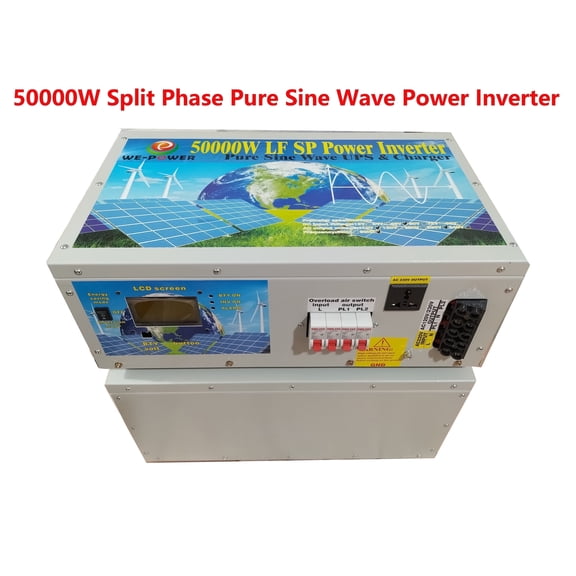 200000W Peak 50000W Power Inverter (25000W 110V Or 25000W 220V) Low Frequency Split Phase Pure Sine Wave Solar Converter 48V DC To 110V,220V AC 60Hz Frequency With UPS / Battery Charger / LCD Display