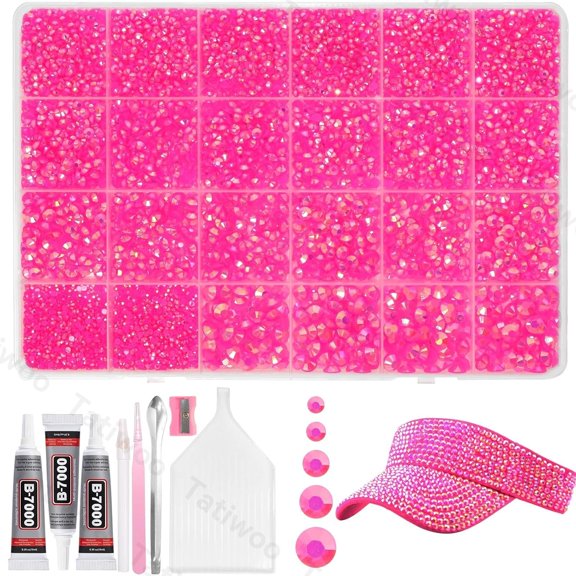 20000Pcs Hot Pink Flatback Jelly Resin Rhinestones for Bedazzling, Mix Sizes Crystal Rhinestones Gems, Hot Pink Gems Bedazzling for Crafting, Flatback Rhinestone for DIY Face Makeup Crafts Tumblers