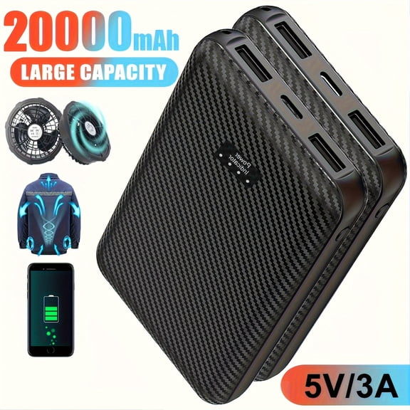 20000mAh 5V 3A Portable Power Bank External Battery Pack for Cooling Fan Vest Jacket & Mini Fans