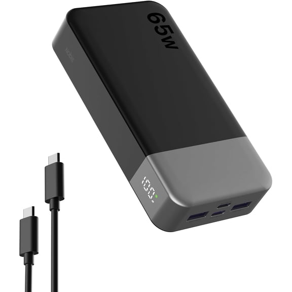 20000mAh Battery Pack Power Bank 65W Bank, Portable Charger with Digital Display, Dual USB-C/USB-A Fast Charging for Laptop, Phone, Tablet, Travel-Friendly External