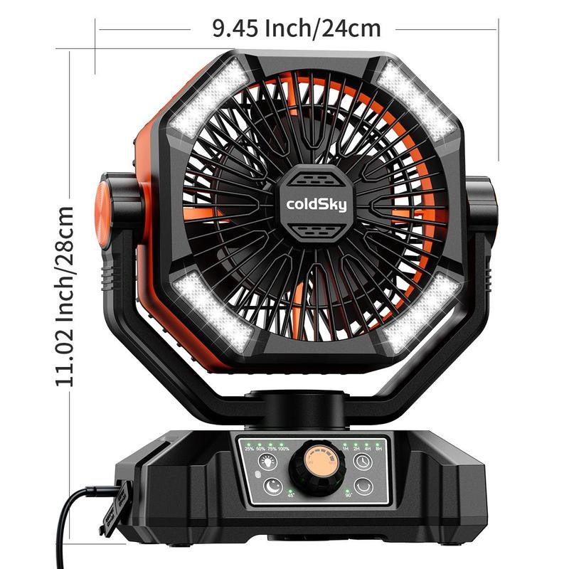20000mAh Camping Fan with Dual Motor, Portable OutdoorRechargeableFan with 4 LED Lantern, 8 Speeds Desk Fan with Remote & Hook for Tent, Power Outages, Jobsite, Fan withCharging Function