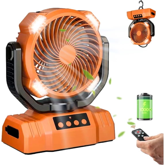 20000mAh Camping Fan with LED Lantern, 360° Oscillation, Remote Control ...
