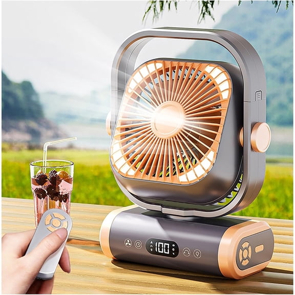 20000mAh Camping Fan Portable Fan with LED Lantern, Rechargeable Outdoor Tent Fan for Camping with Remote & Hook,USB Table Fan for Fishing, Camping, Travel, Jobsite (Color : Orange)