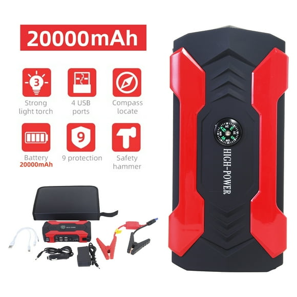 BAOKALER 20000mAh Portable 600A Peak Charger Power Bank Automotive Jump Starter, 7"3.14"1.5"
