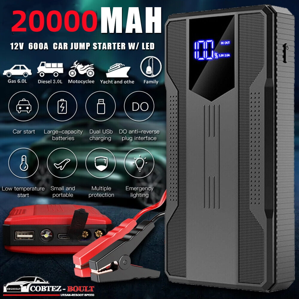 20000mAh Car Jumper Starter for up to 3.5L Gasoline and 2.0L Diesel