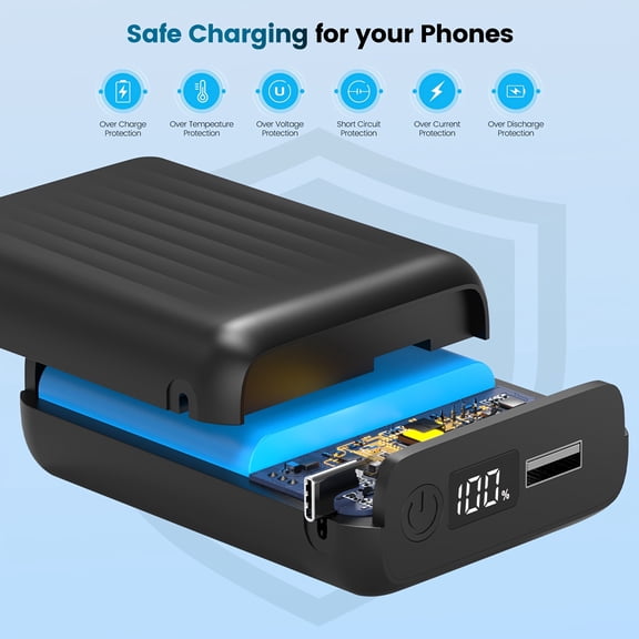 20000mAh Fast Charging Power Bank for Heated Vest, Jacket & Pants with LED Display, DC7.4V Output, Compatible with iPhone, Samsung, iPad, Tablet
