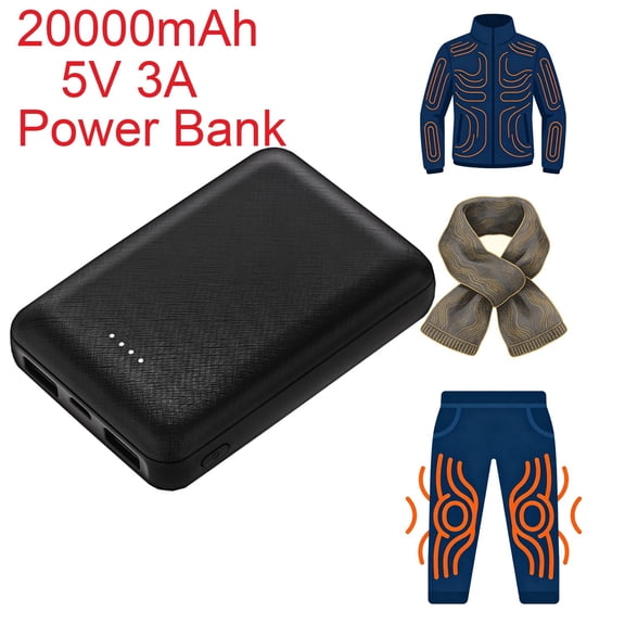 20000mAh Heated Power Bank, 5V 3A Battery Pack for Heated Jacket Scarf
