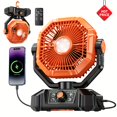 thumbnail image 1 of 20000mAh 7" Portable Camping Fan with LED Lantern, Rechargeable, Remote Control, 8 Speeds, Rotating Head & Hook for Tent, Fishing & Outdoor Camping Gear, 1 of 8