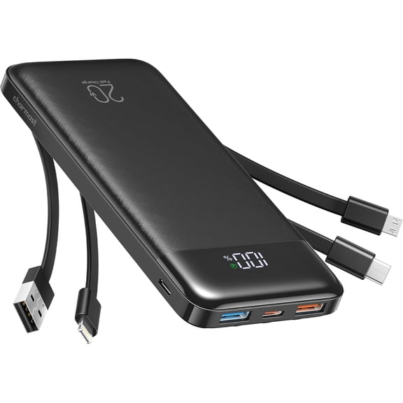20000mAh Portable Charger with Built in Cables, 22.5W Travel Power Bank Fast Charging, USB C Cell Phone Battery Pack for iPhone 16/15/14/13/12/11 Series, iPad, , Android, Tablet