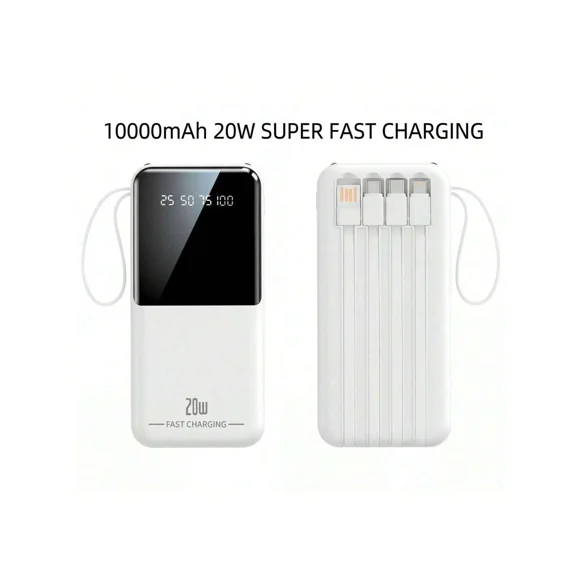 20000mAh Portable Charger with Digital Display, 20W Fast Power Bank, USB-C/Apple Cable Included, Flashlight - Ideal Gift for Travel, Camping, Emergency Backup