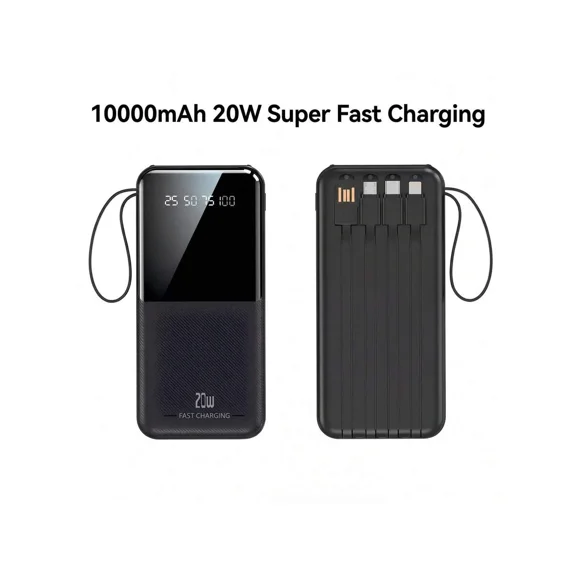 20000mAh Portable Charger with Digital Display, 20W Fast Power Bank, USB-C/Apple Cable Included, Flashlight - Ideal Gift for Travel, Camping, Emergency Backup