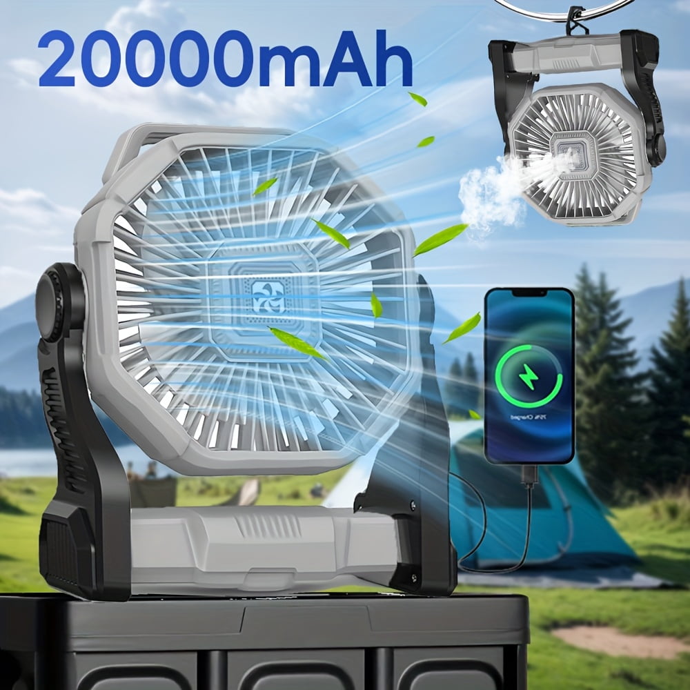 20000mAh Portable Fan & Lantern, 4-Speed Quiet Cordless Fan, 30H ...