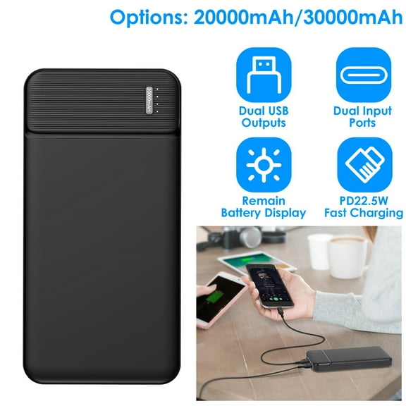 20000mAh Portable Power Bank PD22.5W Fast Phone Charger External Battery Pack with 1 Micro USB Twin USB Ports 1 Type-C Port Fit for Most Phone Tablet Laptop
