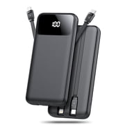 20,000mAh Portable Charger with Built-in Cables,22.5W Fast Portable Charger Power Bank with USB-C, Battery Pack with LED Display Compatible with iPhone and Android Phone,Hiking,Travel Essentials