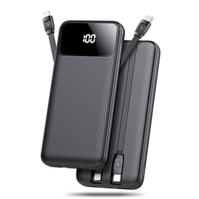 20,000mAh Portable Charger with Built-in Cables,22.5W Fast Portable Charger Power Bank with USB-C, Battery Pack with LED Display Compatible with iPhone and Android Phone,Hiking,Travel Essentials