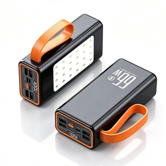20000mAh Power Bank, 66.5W Fast Charging Portable Charger with Outdoor Camping LED Light and Lanyard, Outdoor Rechargeable External Battery Pack for iPhone & Samsung, Travel Essentials