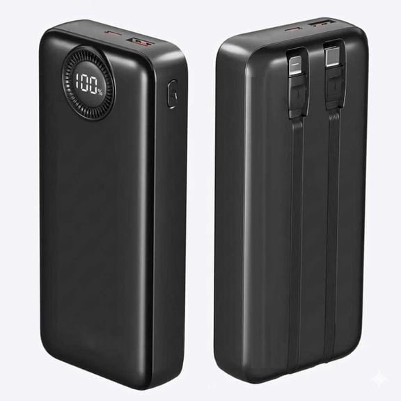 20000mAh Power Bank Compatible With Google Pixel 5/6/7/8/9/10 - 22.5W PD Fast Charge Backup Battery Portable Charger Built-in Cable LED Display