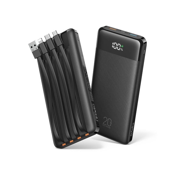 20000mAh Power Bank Fast Charging, Portable Charger with 4 Built-in Cables & 6 Outputs, 20W PD USB C Battery Pack Compatible with iPhone 16/15, Galaxy, Android, iPad & More (Travel Essential)