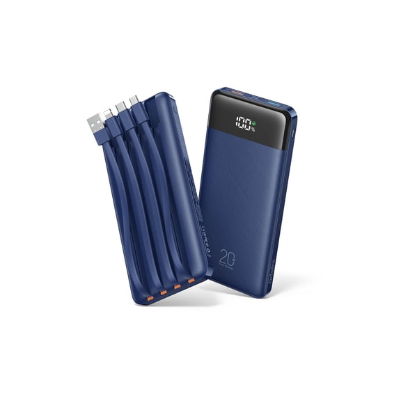 20000mAh Power Bank Fast Charging, Portable Charger with 4 Built-in Cables & 6 Outputs, 20W PD USB C Battery Pack Compatible with iPhone 16/15, Galaxy, Android, iPad & More (Travel Essential)