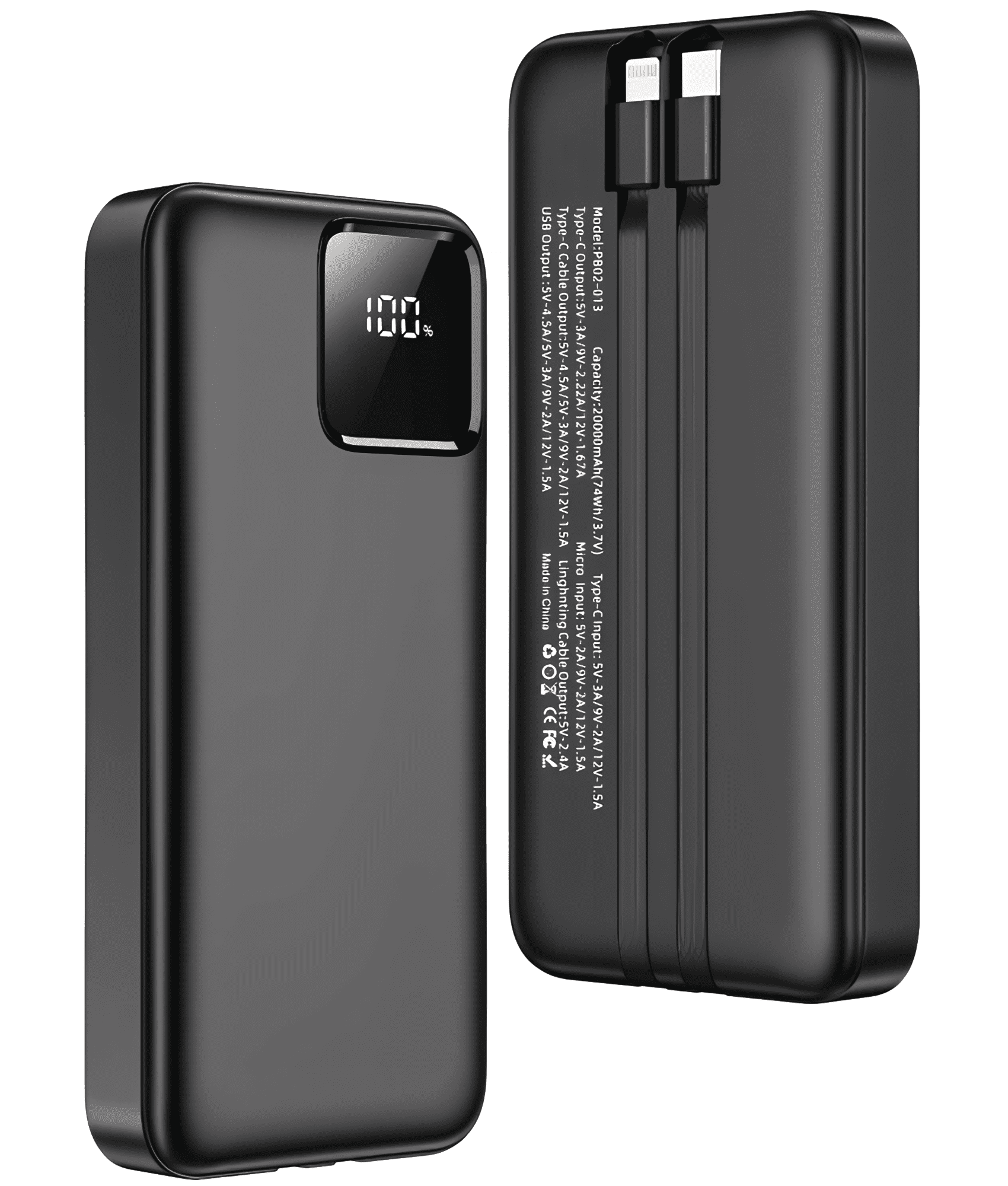 XUDUO 20000mAh External Portable Power Bank, Dual USB Cables, 22.5W