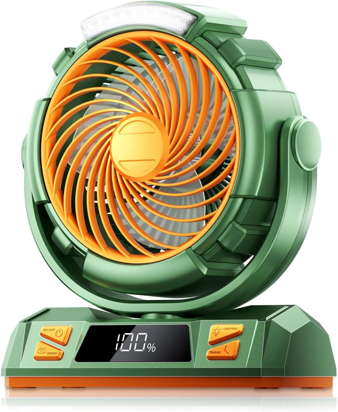 20000mAh Rechargeable Battery Powered Outdoor Tent Fan with Light and Hook, 6 Speed, Personal USB Desk Fan for Camping, Fishing, Power Outage,Blue and black
