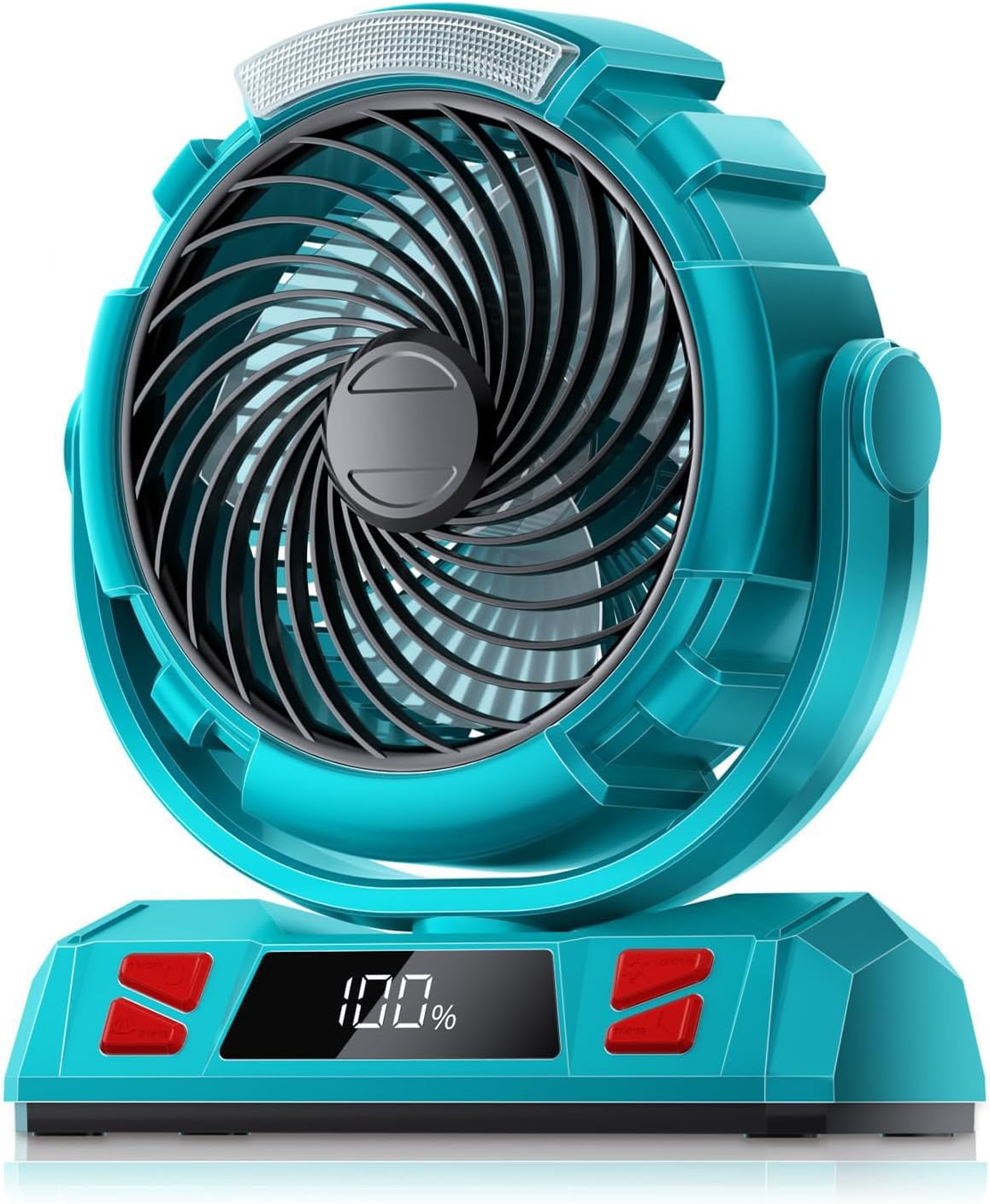 20000mAh Rechargeable Battery Powered Outdoor Tent Fan with Light and Hook, 6 Speed, Personal USB Desk Fan for Camping, Fishing, Power Outage,Blue and black