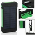 thumbnail image 1 of 20000mAh Solar Battery Charger,  Portable Power Bank with LED Light, Outdoor Waterproof Dual USB Battery Pack for Cell Phone, Pad, Android, Camera - Green, 1 of 10