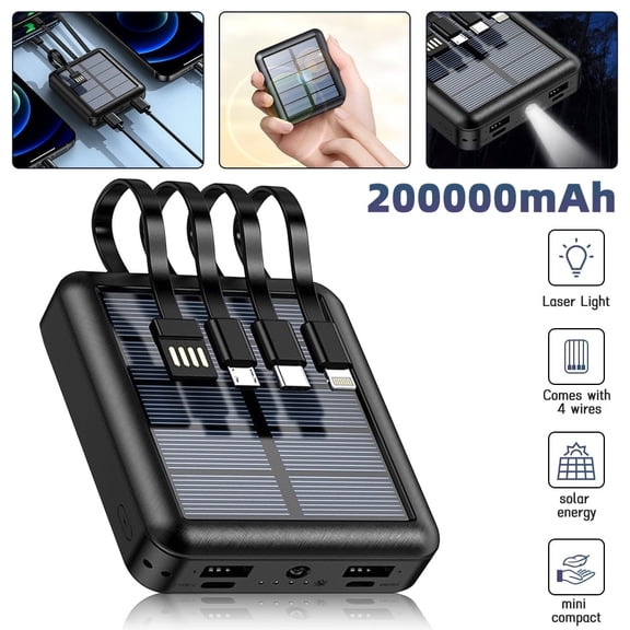 20000mAh Solar Power Bank Waterproof Emergency Solar Charger 4 USB Ports External Charger Power Bank for Cell Phone by DFITO,Black