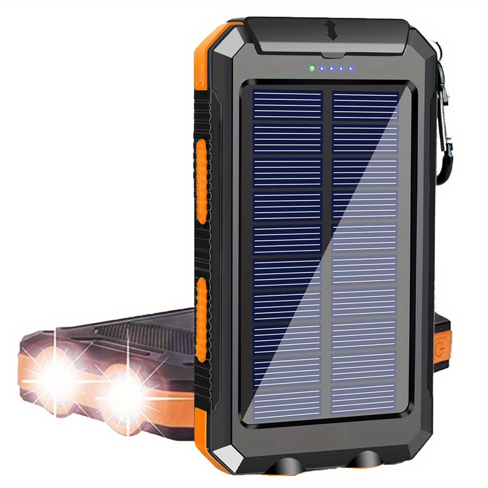 20000mAh Solar Power Bank with Flashlight & Compass, Dual USB Output, Portable External Battery Pack for iPhone, iPad, Smartphones and Electronics