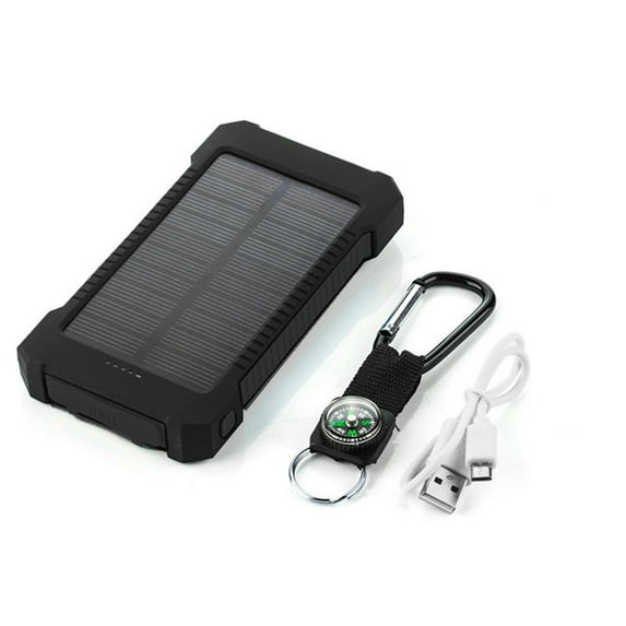 20000mAh Solar Power Charger Outdoor Waterproof Dual USB Portable Battery Charger with LED Light for Phone, Pad, Android, Camera Black
