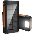 thumbnail image 1 of 20000mAh Solar Power Charger Outdoor Waterproof Dual USB Portable Battery Charger with LED Light for Phone, Pad, Android, Camera Orange, 1 of 9