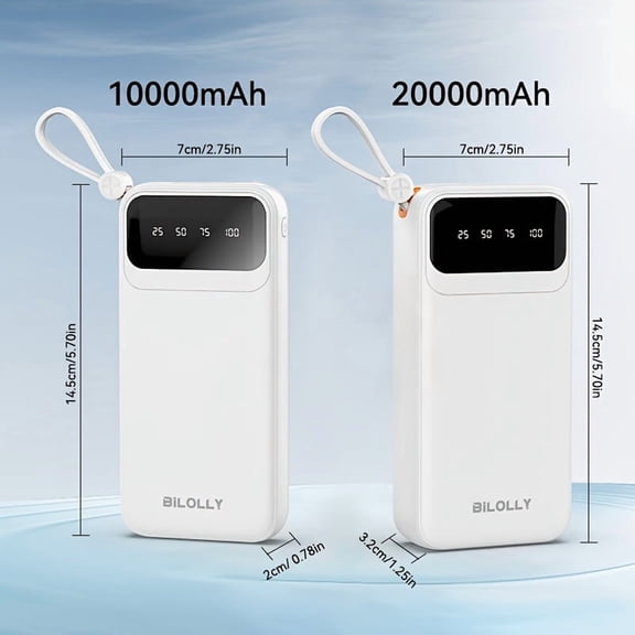 20000mAh Ultra-thin Power Bank, Fast Charging, 5 Outputs & 2 Inputs, LED Display, for Phones & Tablets