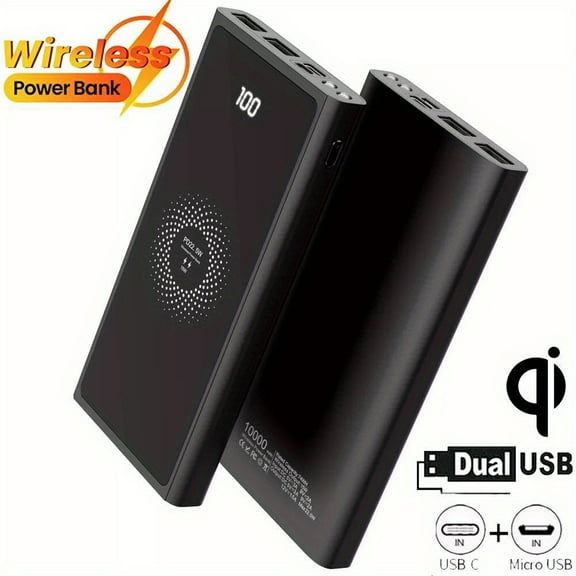 20000mAh Wireless Power Bank, Wireless Charger 15W, 22.5W PD QC 3.0 Fast Charging, LED Display, Dual USB & USB-C, 2 LCD Digital Screen, Rechargeable Lithium Polymer Battery, Portable Charger for Cell