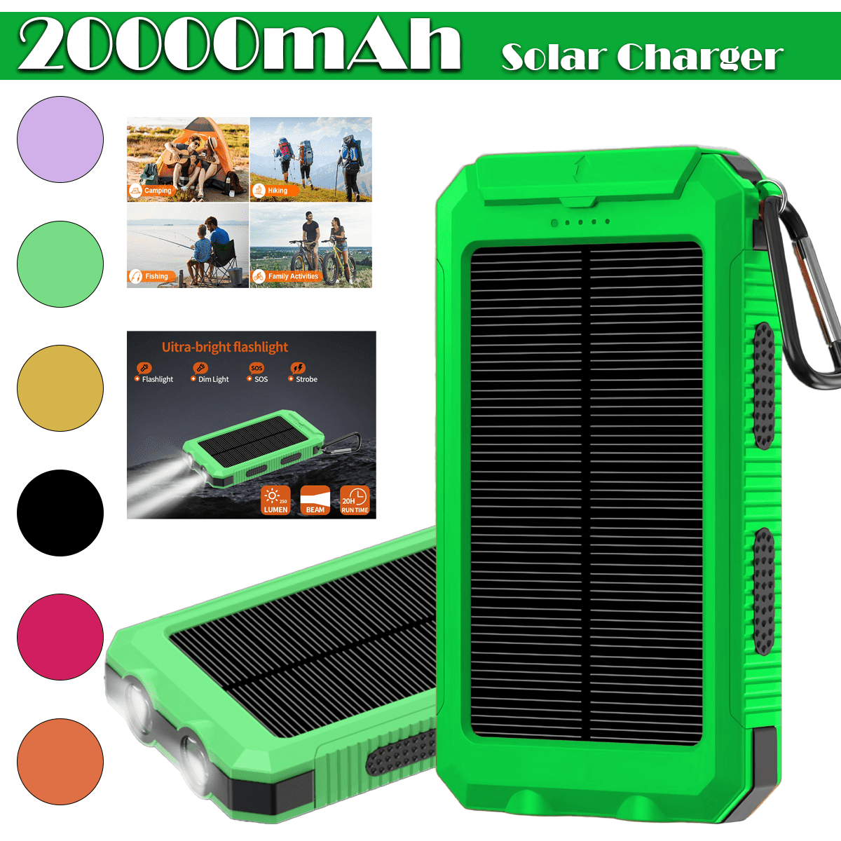 NAUDHENM 20000mAh Portable Power Pack with Flashlight, New 1 Count
