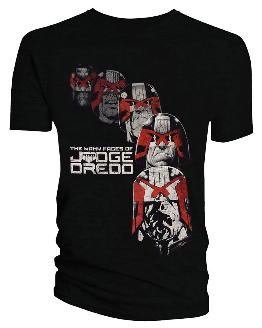 Judge Dredd Mens T-Shirt - The Many Faces of Dredd Image (Small) - image 1 of 1