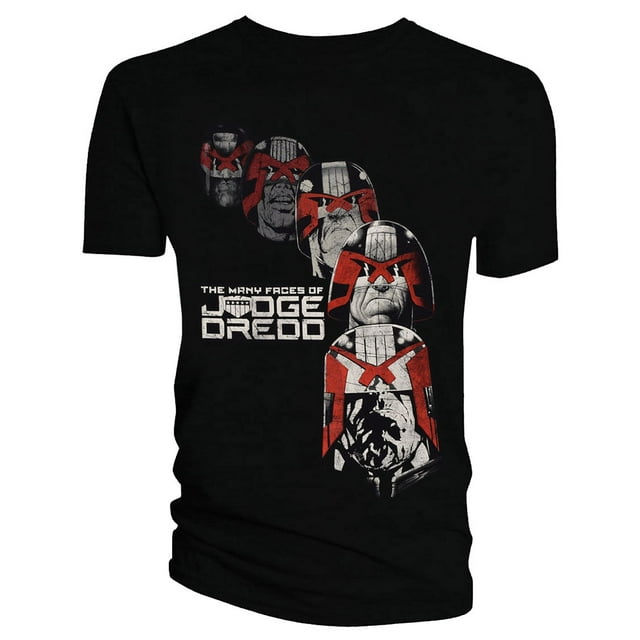 Judge Dredd Mens T-Shirt - The Many Faces of Dredd Image (Large)