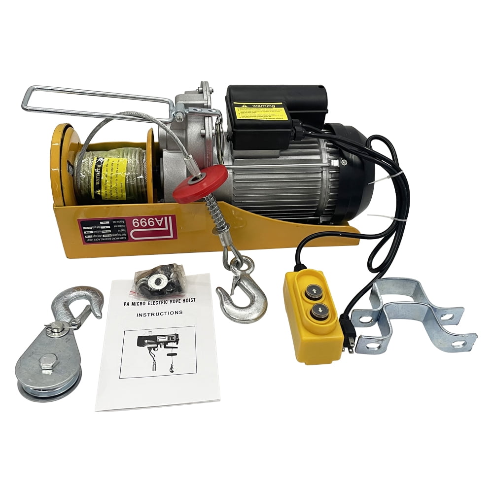 Mini Micro Winch 2000LB Hoist Mini Small Wire Rope Winch Multi-functional Electric 220V ...
