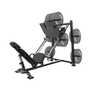 2000LB Leg Press Machine for Home Gym - Adjustable Squat Machine with Calf Block & Plate Storage (Black, 74"L)