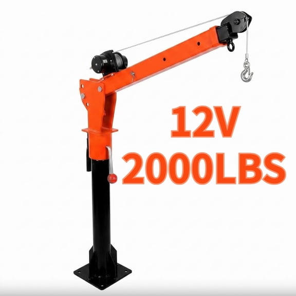 Muweixin 2000LBS 12V Pickup Truck Crane, 1100LBS Capacity 360° Rotatable with Electric Winch, Extendable Boom for Engine, ATV, Boat Lifting