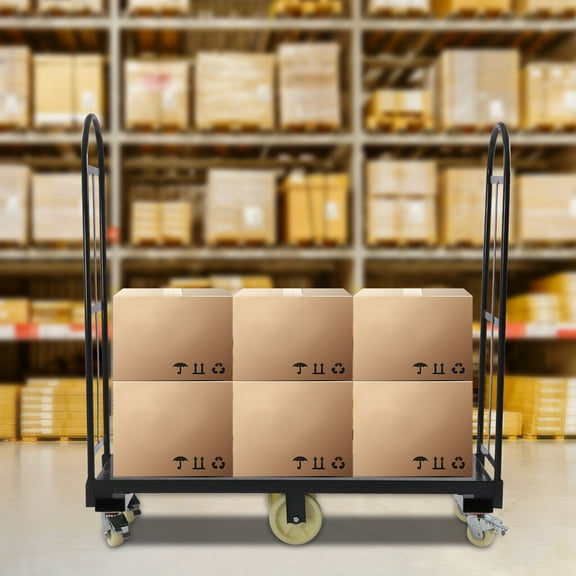 Heavy-Duty 60.5"x 15.7" Steel Dolly U-Boat Utility Push Cart Platform Hand Truck