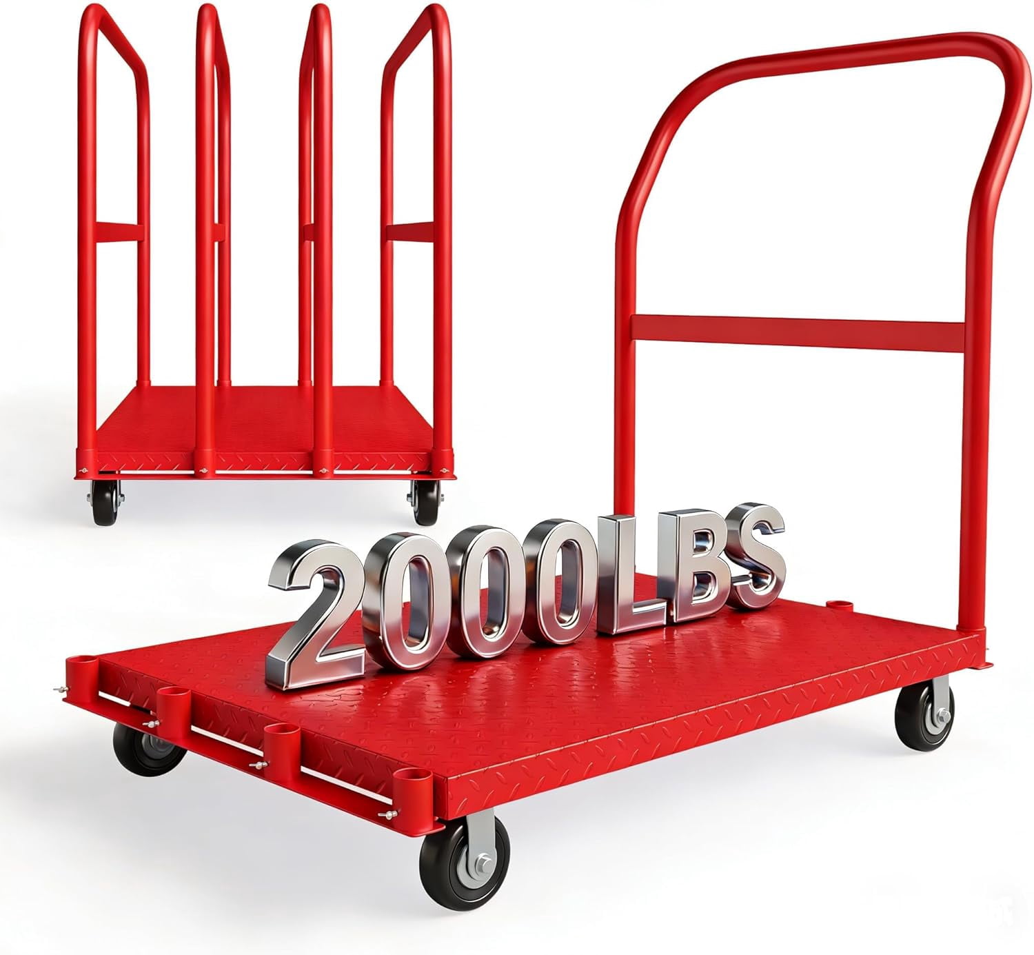 Swivel Hand Rails 2000LBS Heavy Duty Folding Platform Truck - Side Handrails - 37x24 Inch ...