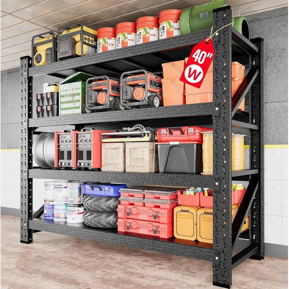 2000LBS Heavy Duty Garage Shelving Units,40" Wide & Deep Storage Shelves,Metal Garage Shelves,Large Storage Rack,Steel Shelf,Industrial Shelving for Shop,Warehouse,Basement,40" W x 20" D x 60" H
