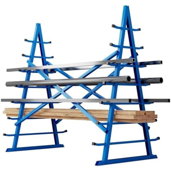 2000LBS Horizontal Storage Rack Lumber Large Capacity Rack, Plywood, Pipe, Metal Trim Organizer Adjustable Load-Bearing Arm, Garage, Shop, Blue$$Tools & Hardware Other