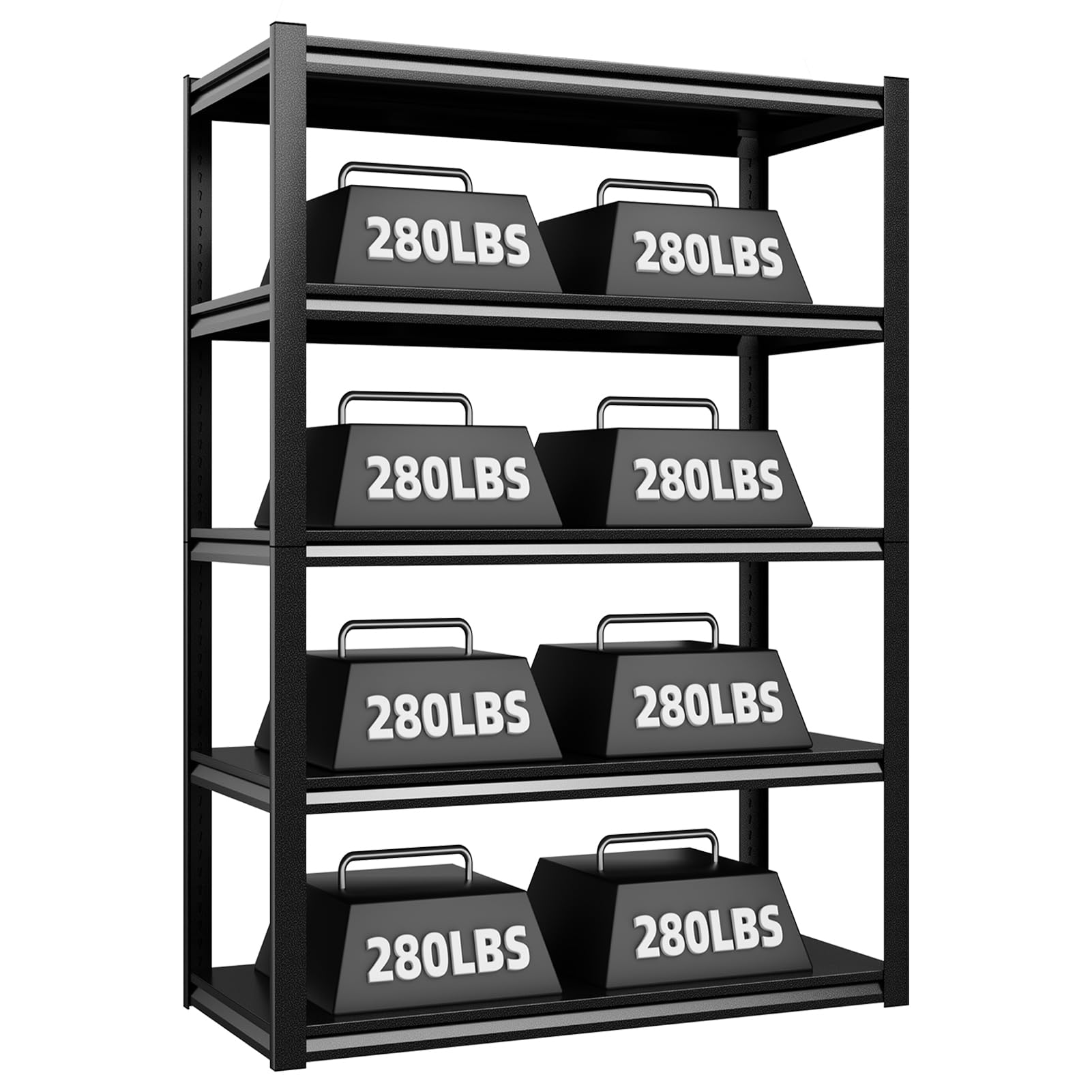 2000LBS Metal Shelving Units, 5 Tier Heavy Duty Garage Shelves, Multi ...