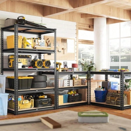 2000LBS Storage Shelves 5 Tier Garage Shelving Heavy Duty Shelving Metal Shelves for Garage Shelves Adjustable Shelving Units and Storage Rack for Kitchen Pantry Basement, 28"Wx 13.8"Dx 59.8"H